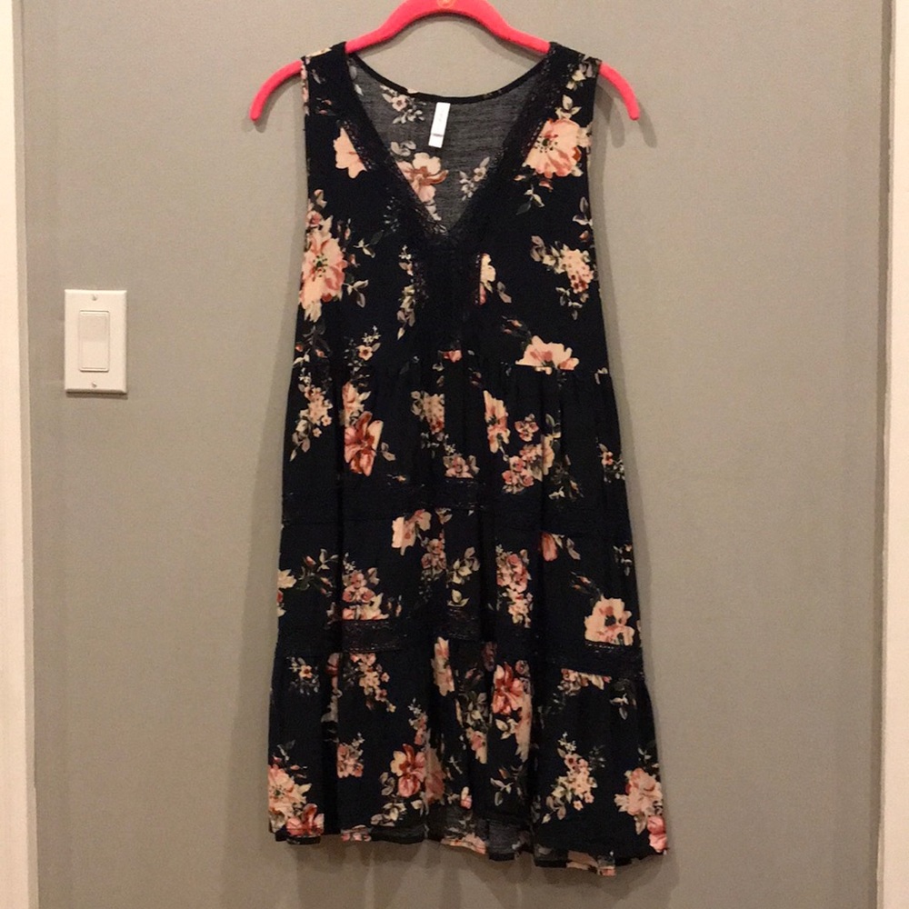 Xhilaration Navy and floral dress size Large